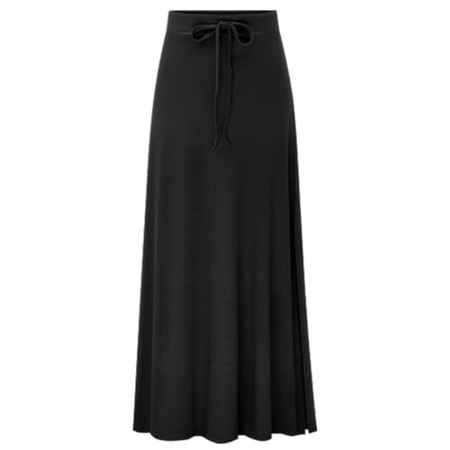 Women's Long Skirt Plus Size Billowy Split Bow Drawstring Date A Line Elastic Band Autumn Knit Comfy Chic Casual