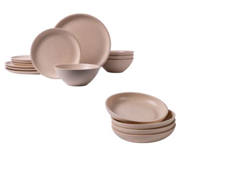 Gbhome Stoneware Dinnerware Sets,Handcrafted Ceramic Plates And Bowls Sets,Highly Chip& Scratch Resistant | Dishwasher & Microwave& Oven Safe Dishes Set- Service For 4 (16Pc) -Matte Yellow #TOP13