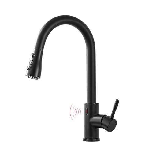 GIMILI Matte Black Touchless Kitchen Faucet with Pull Down Sprayer Motion Sensor Hands-Free Smart Activated Sink Faucet