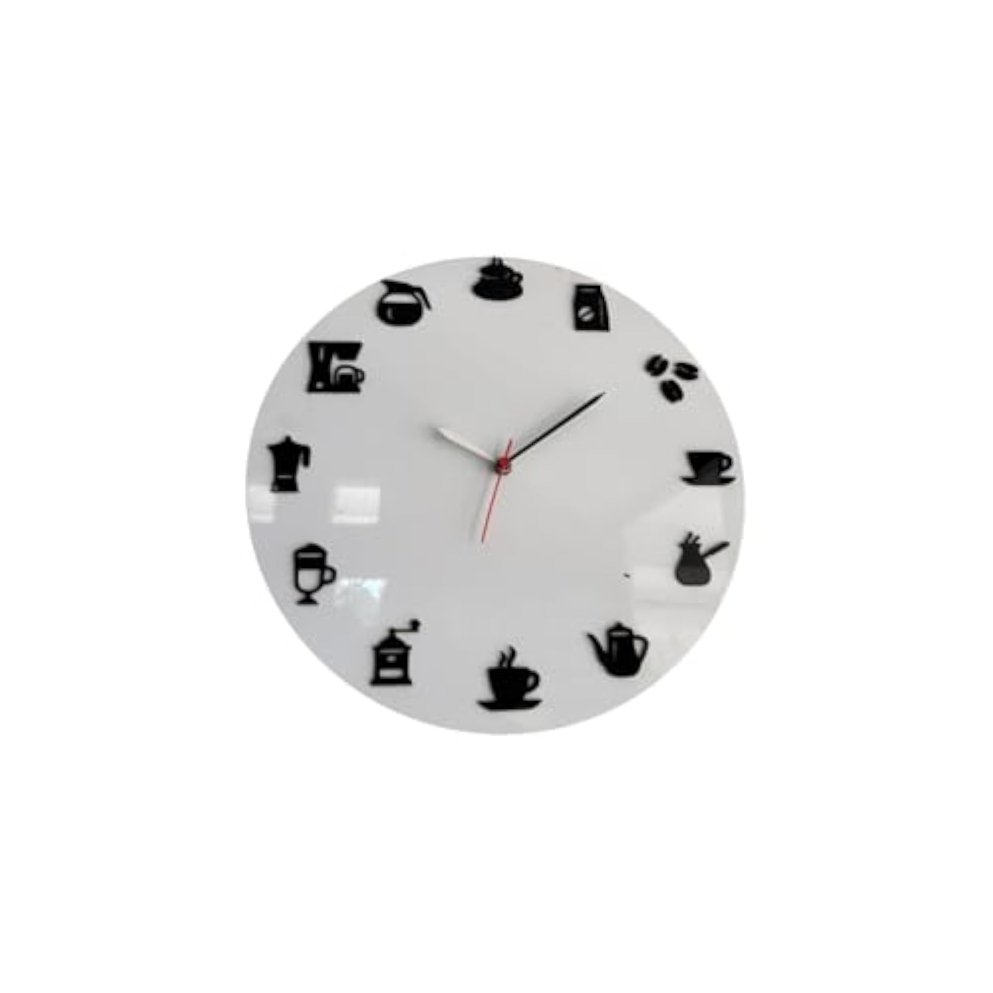 Modern Kitchen Theme Wall Clock with Coffee & Tea Icons