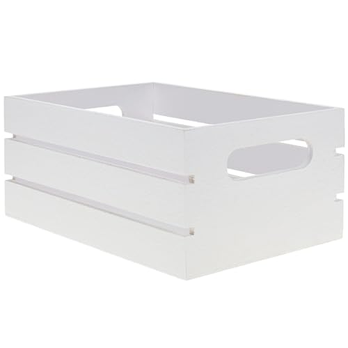 Hampton Art White Wood Crate 9.33 x 6.5 x 4.25 Small Wooden Crate Box for Crafts Storage Decor Rustic Wood Crate Organizer Wooden Crate for Crafts