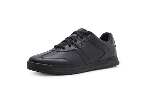 Shoes for Crews Tenis de Trabajo Antideslizantes de Cuero Vegano para Hombre, cómodos, repelentes al Agua, Antideslizantes, Plantillas extraíbles, Ideales para restaurantes, Catering, Cocina