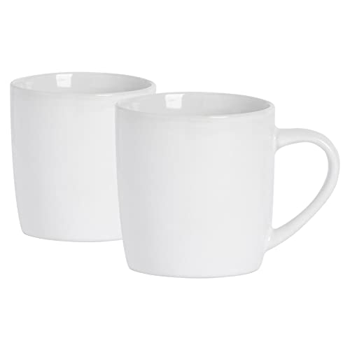 Argon Tableware Coloured Coffee Mugs - White - 350ml - Pack of 2 - Gloss Ceramic Stoneware Latte Cappuccino Cups Hot Chocolate Cups Colourful Mug Set with Handle