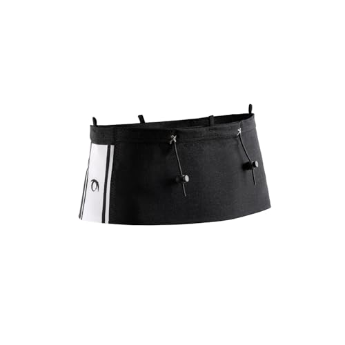 LURBEL Loop Three, cinturón portadorsales, cinturón de Trail, cinturón portabastones, Ajuste óptimo. Unisex. (Negro/Blanco, 4)