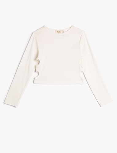 Koton Blouse Long Sleeve Cut out Detail Ribbed, Camicetta Ragazze, White(000),