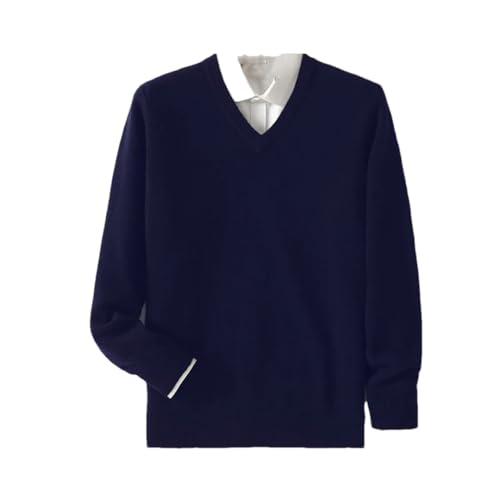 ERFMFKL Mens 100 Percent Merino Wool Knitted Sweaters V-Neck Long Sleeve Business Sweater Jumper