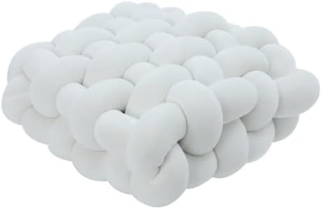 Knot Pillows Decorative Cushion Cable Ball Square Throw Pillow Sofa Lumbar Pillow for Living Room Bay Window Knot Floor Pillows Home Decorative Cushion Plush Soft Velvet Throw Pillow,White,40x45cm(16x