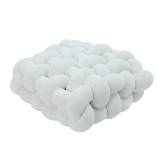 Knot Pillows Decorative Cushion Cable Ball Square Throw Pillow Sofa Lumbar Pillow For Living Room Bay Window Knot Floor Pillows Home Decorative Cushion Plush Soft Velvet Throw Pillow,White,40X45Cm(16X #TOP1