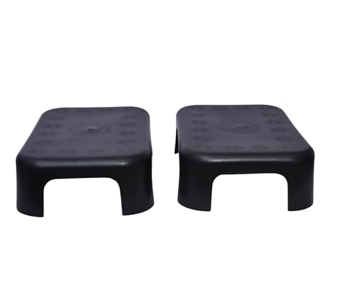 Image of Heavy-Duty Rectangle Bath Patla Stool | Strong & Durable Plastic Bathroom Stool for Home & Utility Use | Anti-Slip Design | 30x20x10 cm | Black | Pack of 2