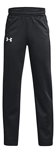 Under Armour Boys' Armourfleece Straight Leg Pant (as1, Alpha, m, Regular, Black/White, Medium)
