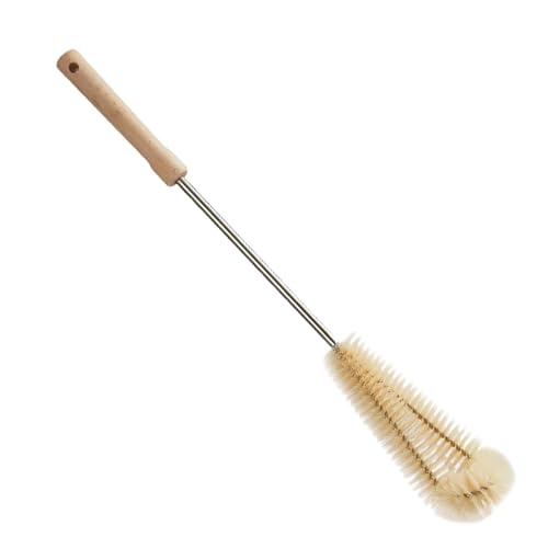 Bottle Scrubbing Brush - Wooden Handle L-Shaped Cup Bottle Brush, Versatile Cup Scrubber | Bottle and Cup Brush, Multi-Functional Cleaning Brush for Wine Glasses, Baby Bottles, Vacuum Cups, and More