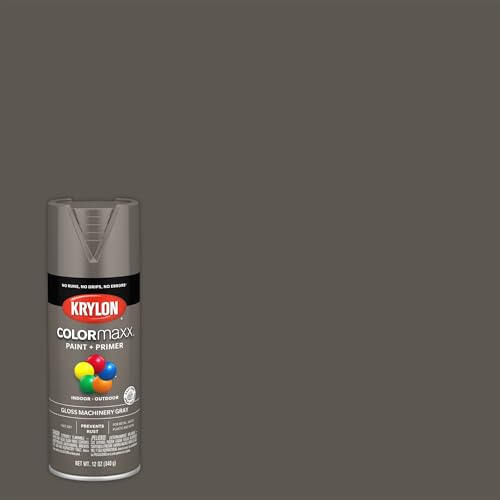 Image of Krylon K05599007COLORmaxx Spray Paint and Primer for Indoor /Outdoor Use, Gloss Machinery Gray, 12 Ounce (Pack of 1)