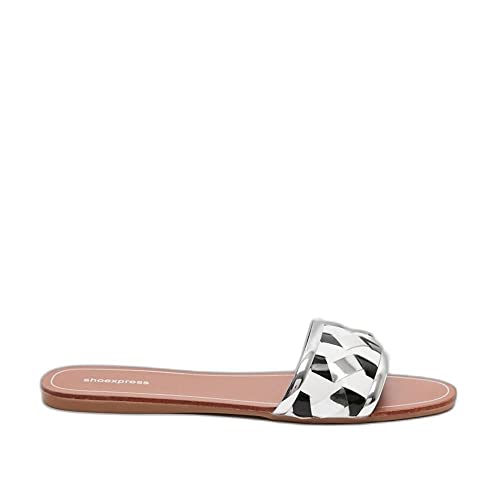 Image of shoexpress Women's Textured Open Toe Slide Sandals Flat