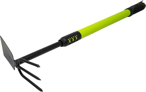 2 In 1 Telescopic Hand Fork Trowel - Shock Resistant Gardening Hand Tool | Mini Garden Fork & Pointed Spade Hoe for Planting Flowers | Durable, Reinforced Grip Handle, Transplanting, Hanging