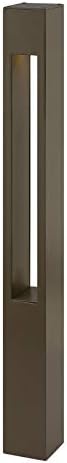 Hinkley Atlantis 12V Large Square Landscape Bollard, Aluminum, Etched Glass Lens, Modern, LED Bulb Included, Bronze Finish