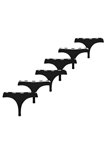 Puma Damen Unterwäsche Unterhosen 6 String Thong (2x3) im Vorteilspack (Black, M) – Ansicht 2