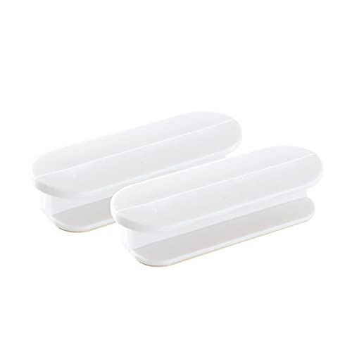 Image of Adhesive Cabinet Handles, Self-Stick Instant Cabinet Handles Alloy No Drilling Push Pull Handles Helper for Kitchen Cabinet Drawer Window Sliding Closet (White, 2 Pcs)