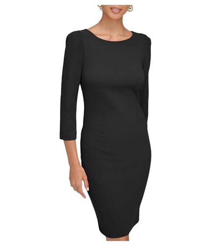 Calvin Klein Women's 3/4 Sleeve Round Neck Sheath
