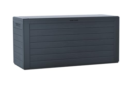 Stolmet Garden Storage Box | Realistic Wood-Look Design | Weather-Resistant Outdoor Cushion Chest | 280L, 190L, 140L Capacity | Anthracite & Dark Brown (Anthracite, 280L)