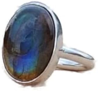 Labradorite Ring, 925 Sterling Silver Plated, Oval Stone Ring, Deep Blue Fire Ring, Simple Band Ring, Boho Ring, Blue Flash Ring, Statement Ring, December Birthstone Ring, Promise Ring, Best Gift Forever, Healing Ring, Attractive Ring, Blue Flash Gemstone Ring, Handmade Ring, Vintage Ring, Delicate Ring, Christmas Gifts