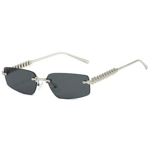 Lunettes de soleil de luxe sans monture en métal UV400 homme