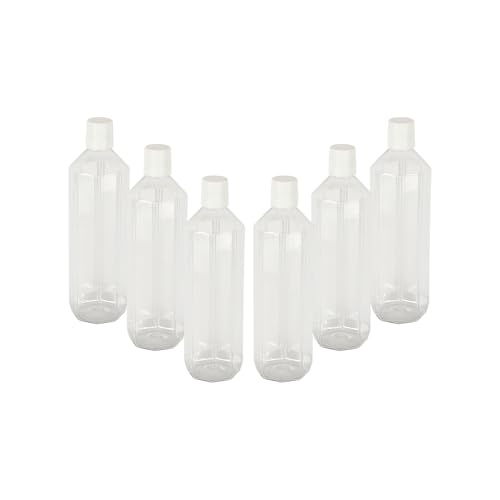 Image of PEARLPET Gemini BPA-Free Plastic Water Bottle Set |Lightweight, Leak-Proof & Freezer Safe - Pack of 6 (1000ml Each), Transparent