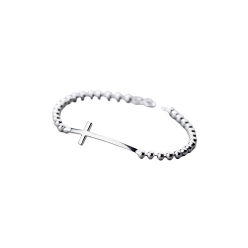 Bracelets en argent pour femmes S925 avec pendentif croix et perles