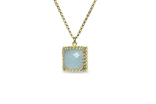 Pendentif Aigue-Marine pour femme : collier de pierres à facettes idéal pour la superposition