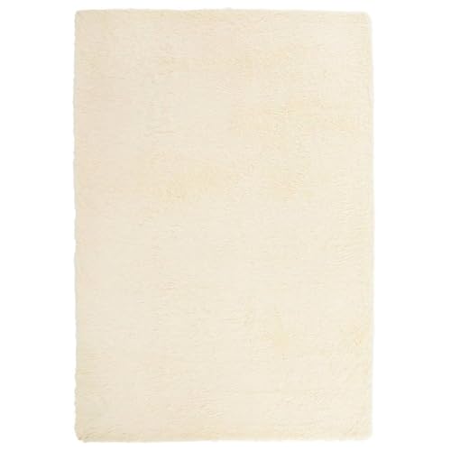 vidaXL Teppich Shaggy Hochflor Creme 200x290 cm Polyester, Teppich, Schlafzimmerteppich, Teppich Modern, Wohnzimmerteppich, Flauschiger Teppich