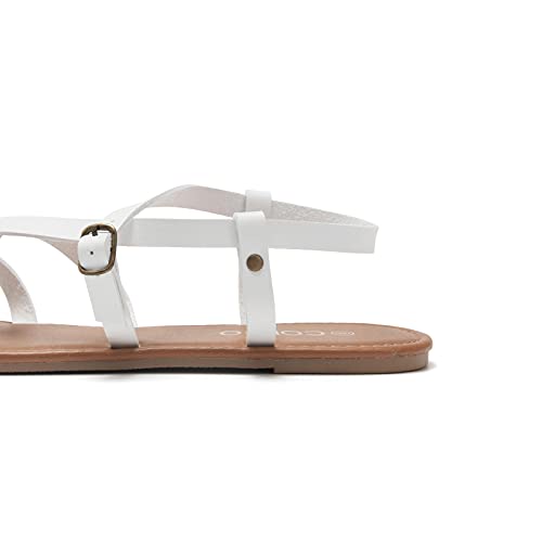 Image of Colgo Women's Summer Strappy Flat Sandals, Adjustable Casual Fisherman Sandal with Open Toe Slingback Gladiator Sandals