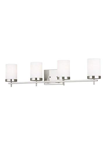 Sea Gull Lighting Sea Gull 4490304-962 Transitional Four Light Bath from Zire Collection in Pwt, Nckl, B/S, Slvr. Finish, Brushed Nickel