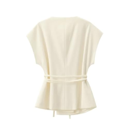 Women Pants Set 2 Piece Set Double Breasted Short Sleeve Vest & Trouser Casual Pleated Wide Leg Pants Female Set3