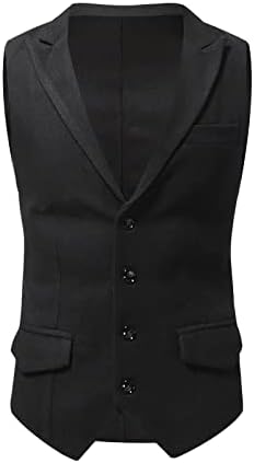 Men's Suit Vest Notch Lapel V Neck Vests Jacket Business Waistcoat Casual Slim Fit Dress Blazer for Wedding Party
