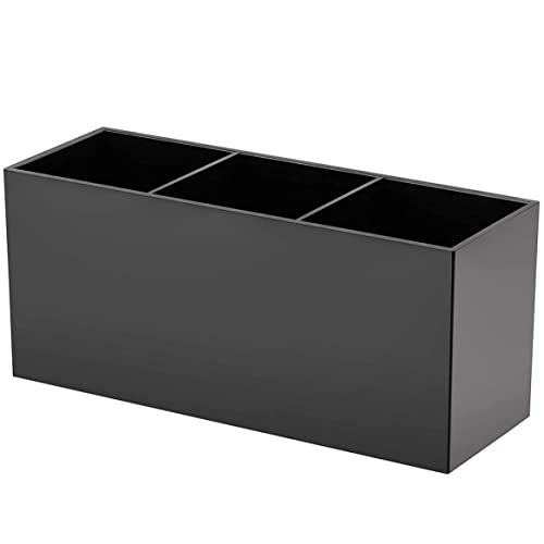 Rachlicy Make -up -Pinselhalter Bleistift Speicher Organizer Box Acryl Kosmetische Speicherbox Desktop -Halter für Make -up -Augenbrauenbürste 3 Gitter - Schwarz Cover
