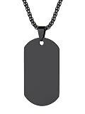 Richsteel Black Plain Dog Tag Necklace for Men ID/Name Jewelry Father's Day Gift
