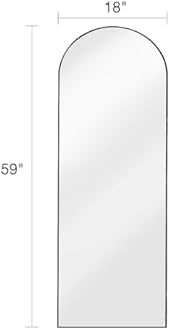 Floor Mirror, Full Length Mirror with Stand, Arched Wall Mirror Full Length, Black Floor Mirror Freestanding, Wall Mounted for Bedroom, Black