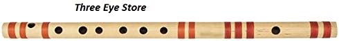 Three Eye Store Indian Flute, Concert Quality bansurI,Scale C Sharp Medium 18.6 Inches, FINEST Indian Bansuri, Bamboo Flute, Hindustani Bamboo Bansuri, Nylon Pipe Bag