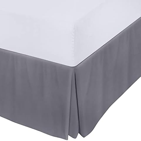 Utopia Bedding Valance Sheet Double - Soft Brushed Microfibre - Pleated - Fits Under the Mattress & Down to the Floor - Base Bed Skirt (Grey) Cover
