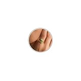 Lunvky Silver Birthstone Rings for Women Non Tarnish 14K Gold Plated Dainty Adjustable Thumb Ring Bling Emerald Gemstone Diamond Ring for Teen Girls Eternity Wedding Jewellery Birthday Gifts