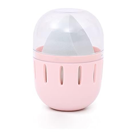 Hikinlichi Egg Sponge Organizer Case Stand Makeup Sponge Holder Beauty Cosmetic Container Dust Free with Clear Lid for Girls Women Wife in Handbags Travel Luggage Pink Durable Washable Reusable Pink Cover