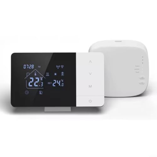 UTTASU - Thermostat de chaudière sans fil avec fonction de refroidissement par chauffage, commande vocale et accès à distance via l'application Tuya Smart (avec WiFi) - -3%