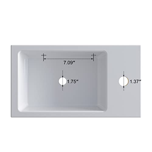 Horow Bathroom Small Wall Mount Rectangle Corner Sink White Porcelain Ceramic Vessel Sink 18''L X 10''W X 4.72''H (Right Hand) #TOP4