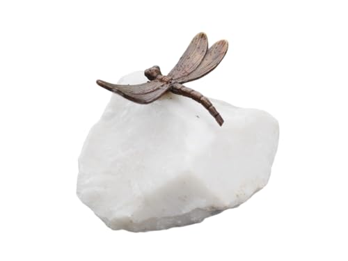Generisch Bronze-Skulptur Libelle auf Stein | 8x7x3cm | Tierfigur aus Bronze | handgefertigt