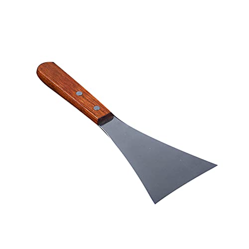 Espátula triangular para cocinar con mango de madera, 10 cm de ancho de acero inoxidable inclinado, corte plano con mango de madera Cover