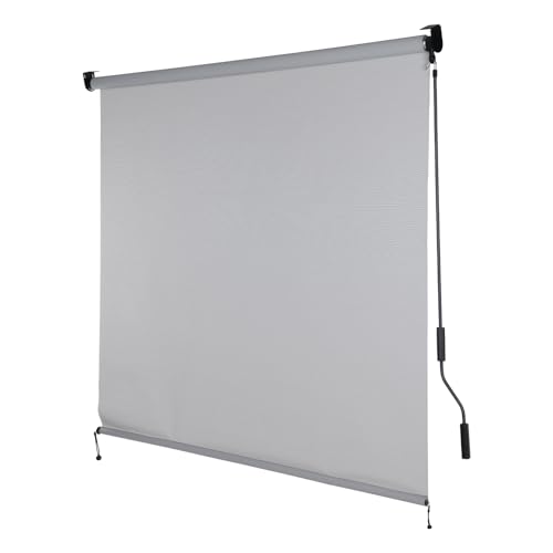 Aoodor 5% Openness Cordless Solar Fabric Roller Shade, 10'W x 8'H Sun Shade for Outdoor Gazebo Pergola Porch Use, 95% UV Protection Blinds, Grey