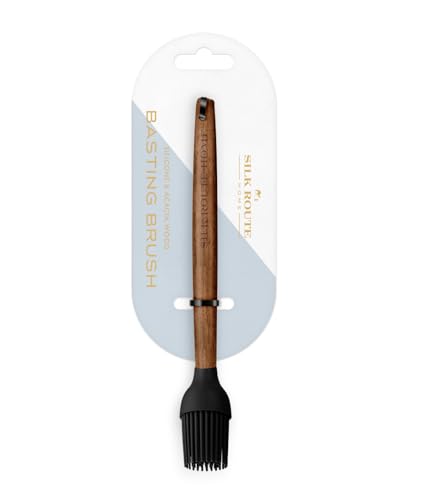 Silk Route Home Acacia Wood & Black Silicone Basting Brush Kitchen Utensil