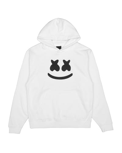 Marshmello - Youth Smile Hoodie Unisex Fit Pouch Pocket Preshrunk White