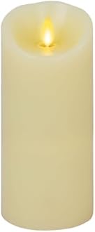 Luminara Scalloped Edge Flameless LED Candle, Ivory, 3" x 6.5", Battery Operated, Moving Flame, Real Wax Pillar with Timer, Vanilla Honey Scented