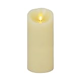 Luminara Scalloped Edge Flameless LED Candle, Ivory, 3' x 6.5', Battery Operated, Moving Flame, Real Wax Pillar with Timer, Vanilla Honey Scented