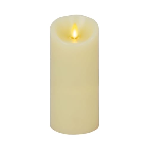 Luminara Scalloped Edge Flameless LED Candle, Ivory, 3" x 6.5", Battery Operated, Moving Flame, Real Wax Pillar with Timer, Vanilla Honey Scented